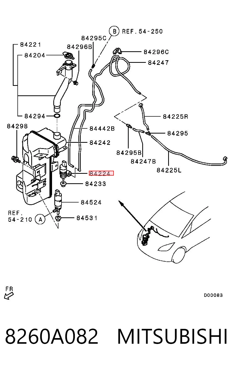 8260A082 Mitsubishi Bomba de motor de fluido para lavador de vidro dianteiro/traseiro