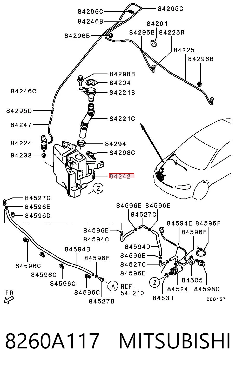 8260A117 Mitsubishi Tanque de fluido para lavador de vidro