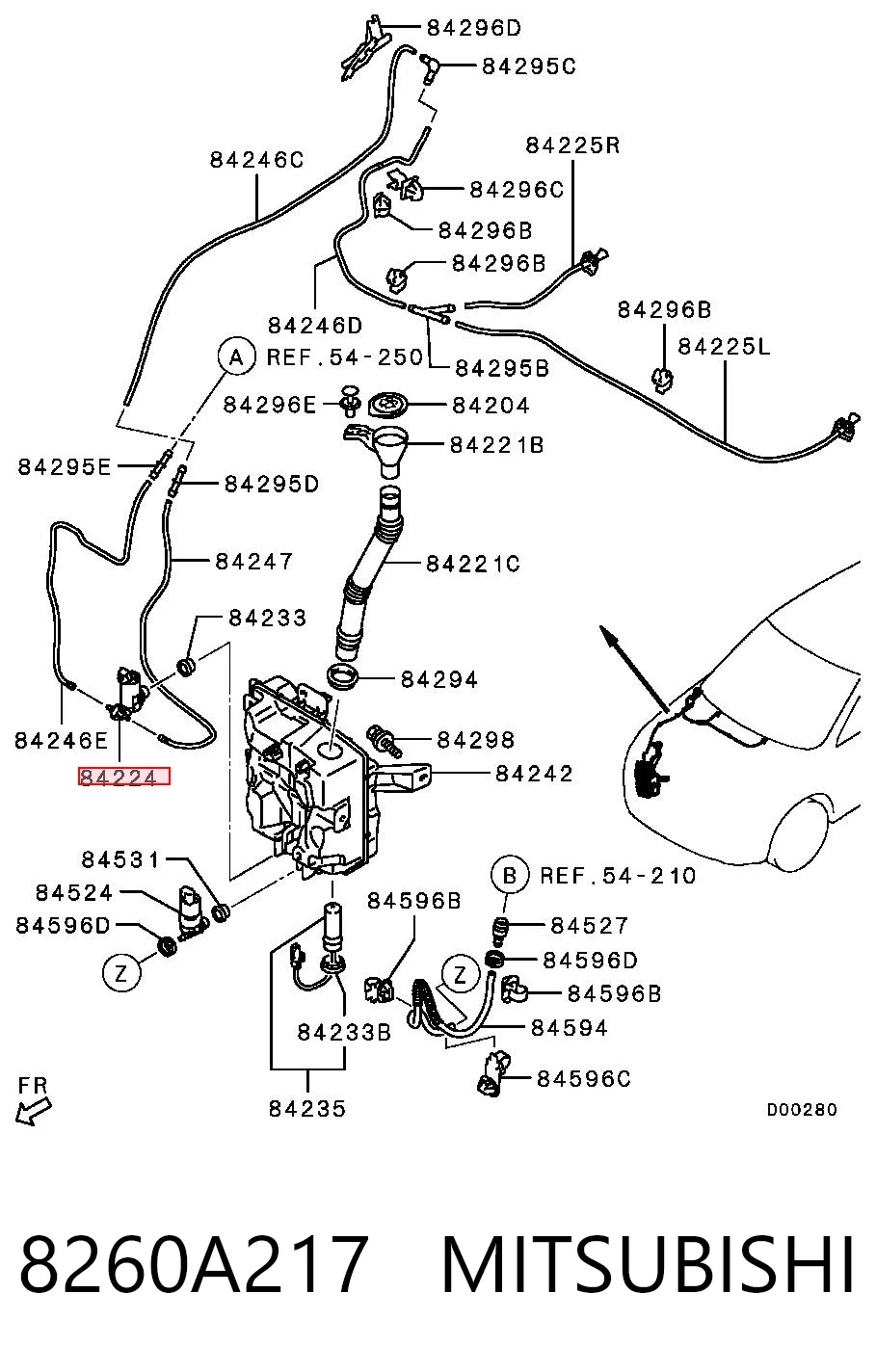 8260A217 Mitsubishi Bomba de motor de fluido para lavador de vidro dianteiro/traseiro
