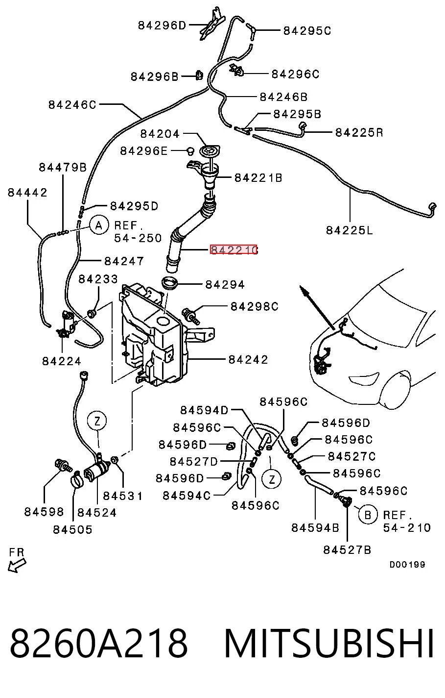 8260A218 Mitsubishi Gargalo do tanque de fluido para lavador