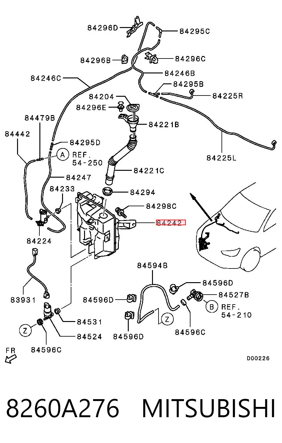 8260A276 Chrysler Tanque de fluido para lavador de vidro
