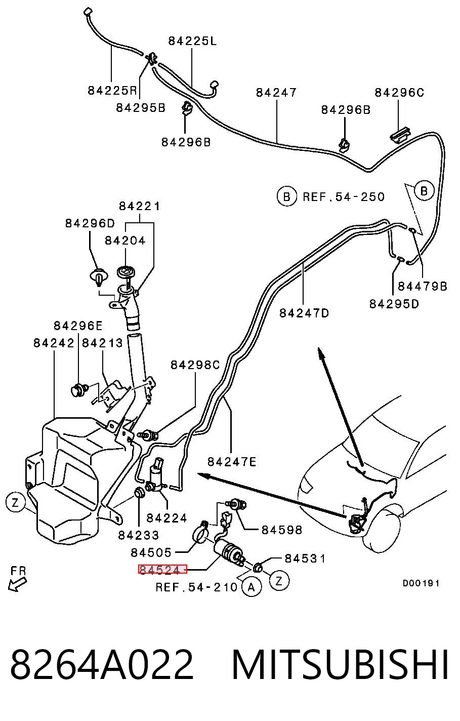 8264A022 Mitsubishi Bomba do motor de fluido para lavador das luzes