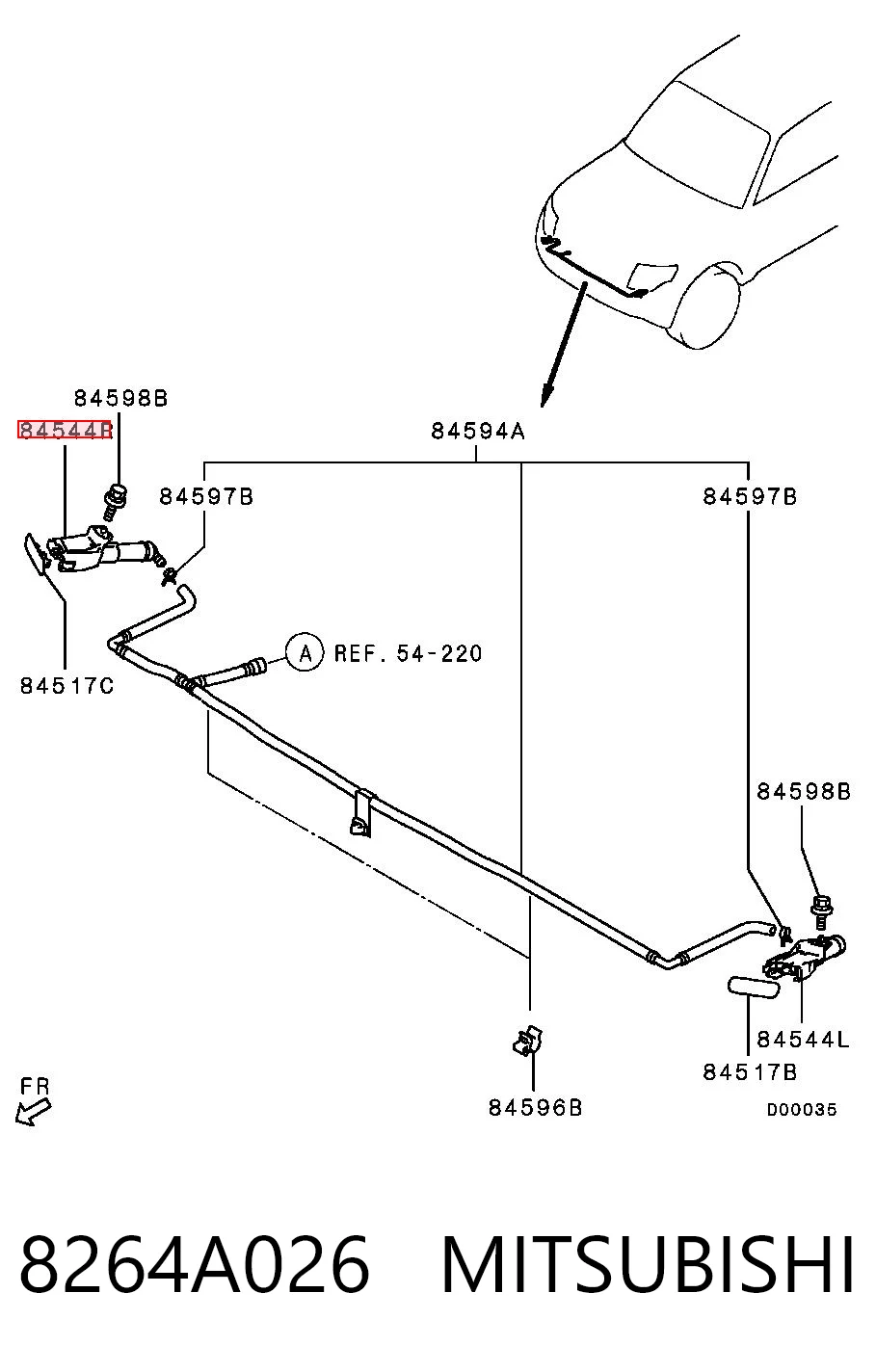 8264A026 Mitsubishi Injetor de fluido para lavador da luz dianteira direita