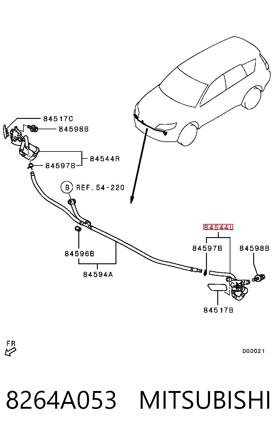 8264A053 Mitsubishi Injetor de fluido para lavador da luz dianteira esquerda