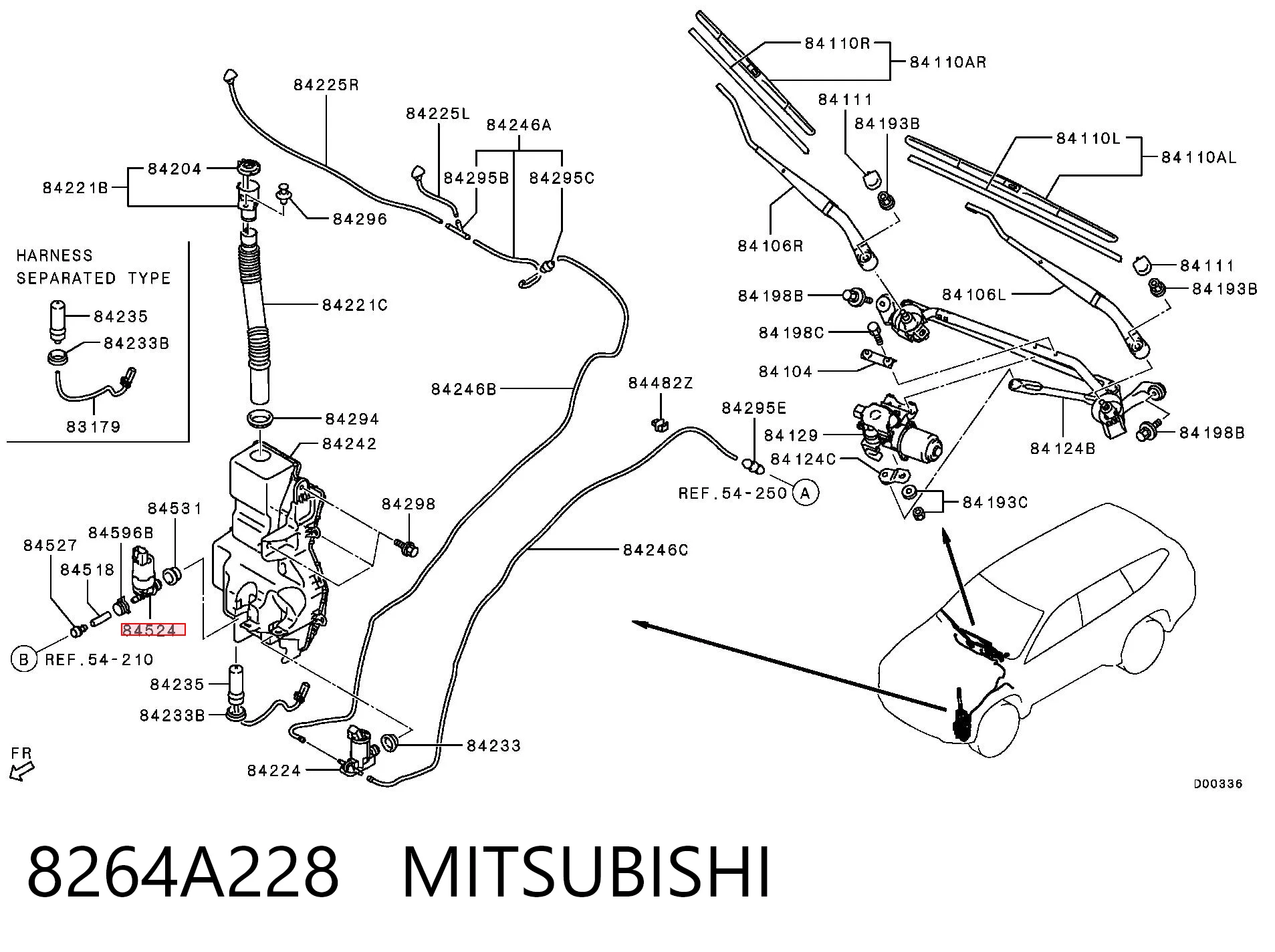 8264A228 Mitsubishi Bomba do motor de fluido para lavador das luzes