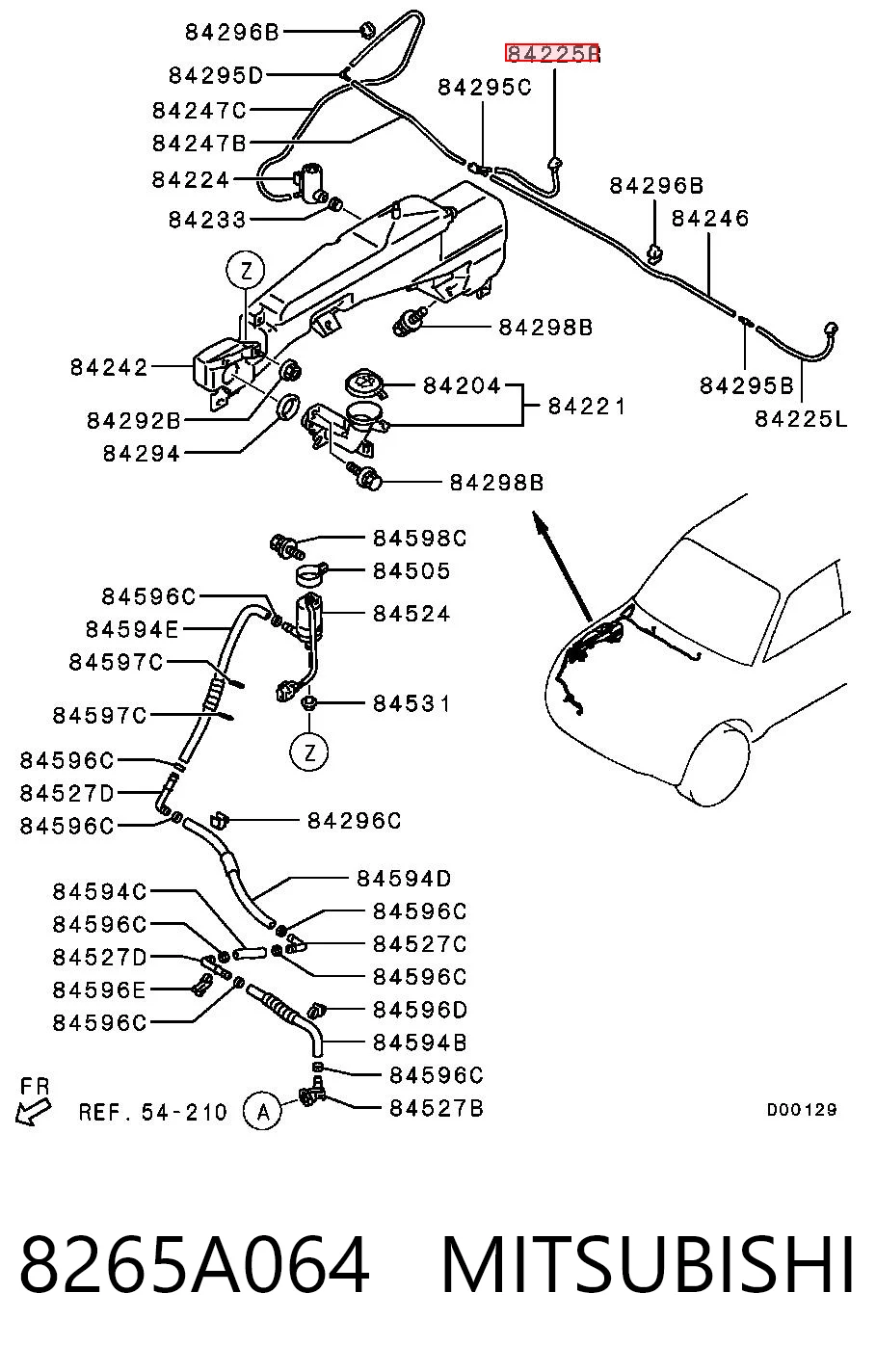 8265A064 Mitsubishi Injetor de fluido para lavador de pára-brisas