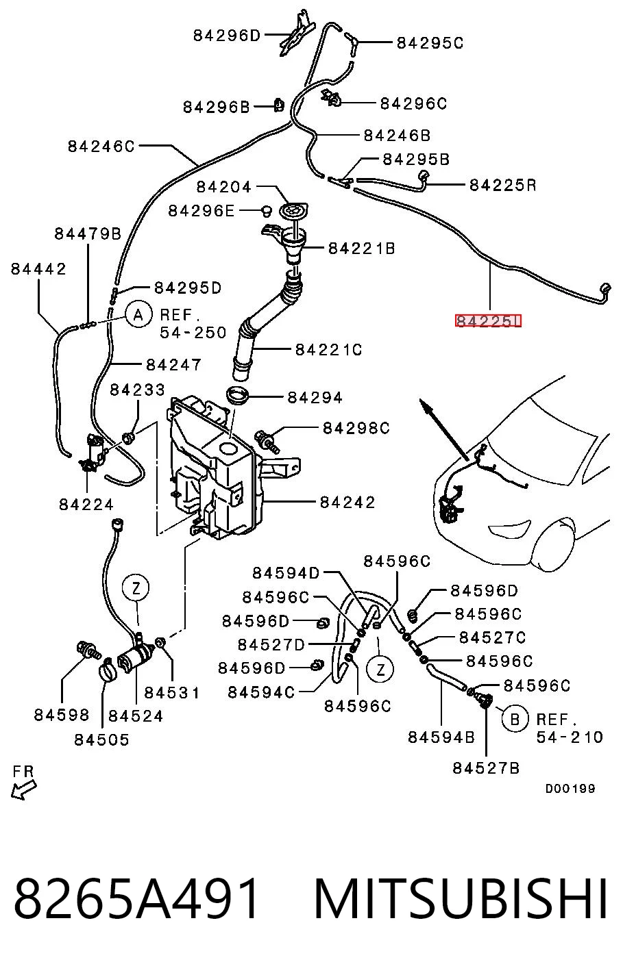8265A491 Mitsubishi Injetor esquerdo de fluido para lavador de pára-brisas