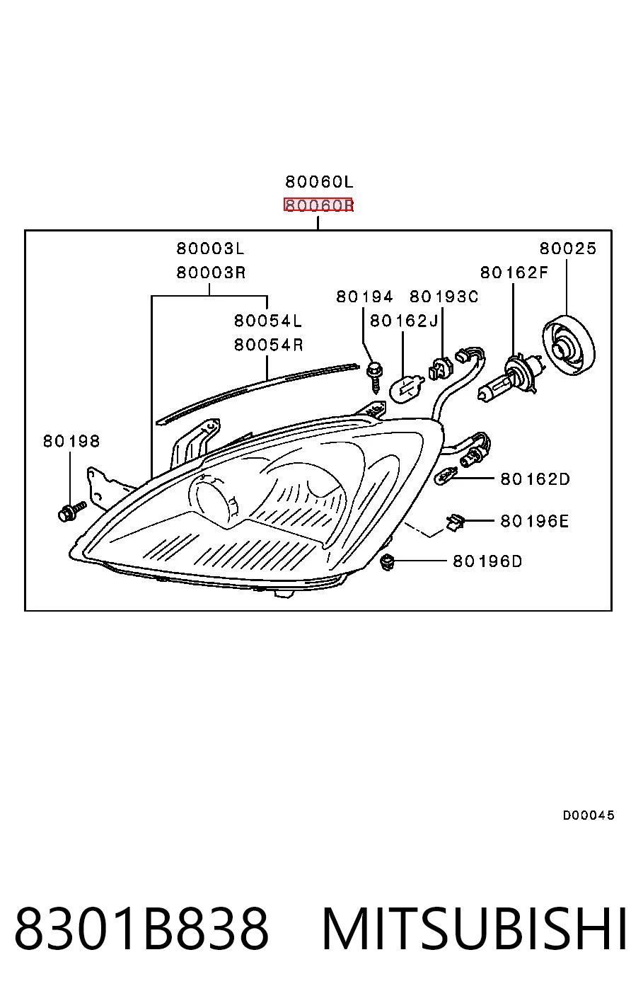  Luz direita Mitsubishi Lancer IX sedan (CSA) (2003 - 2008) IX