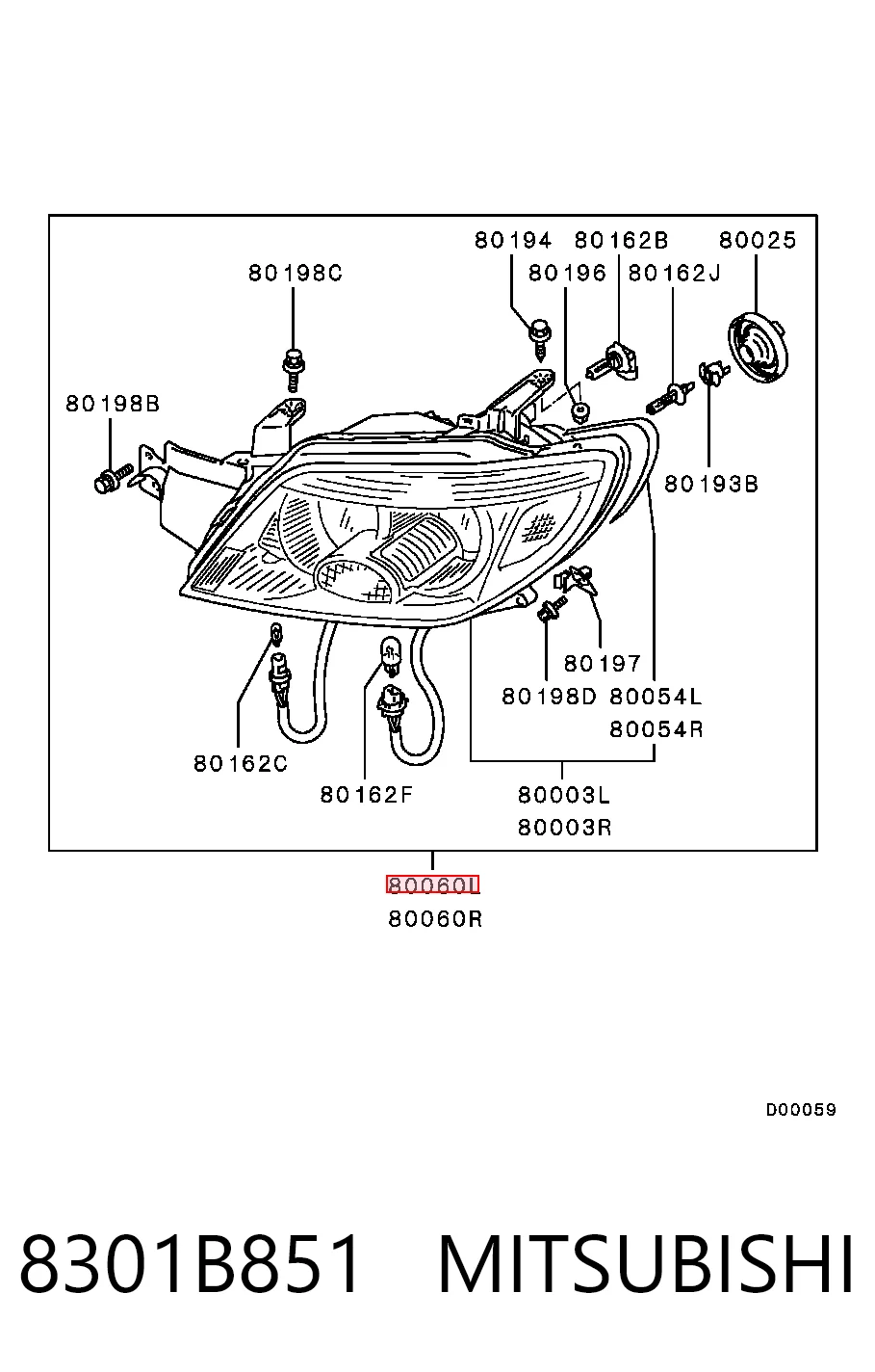 Luz esquerda Mitsubishi Outlander I SUV (CU) (2003 - 2008) I