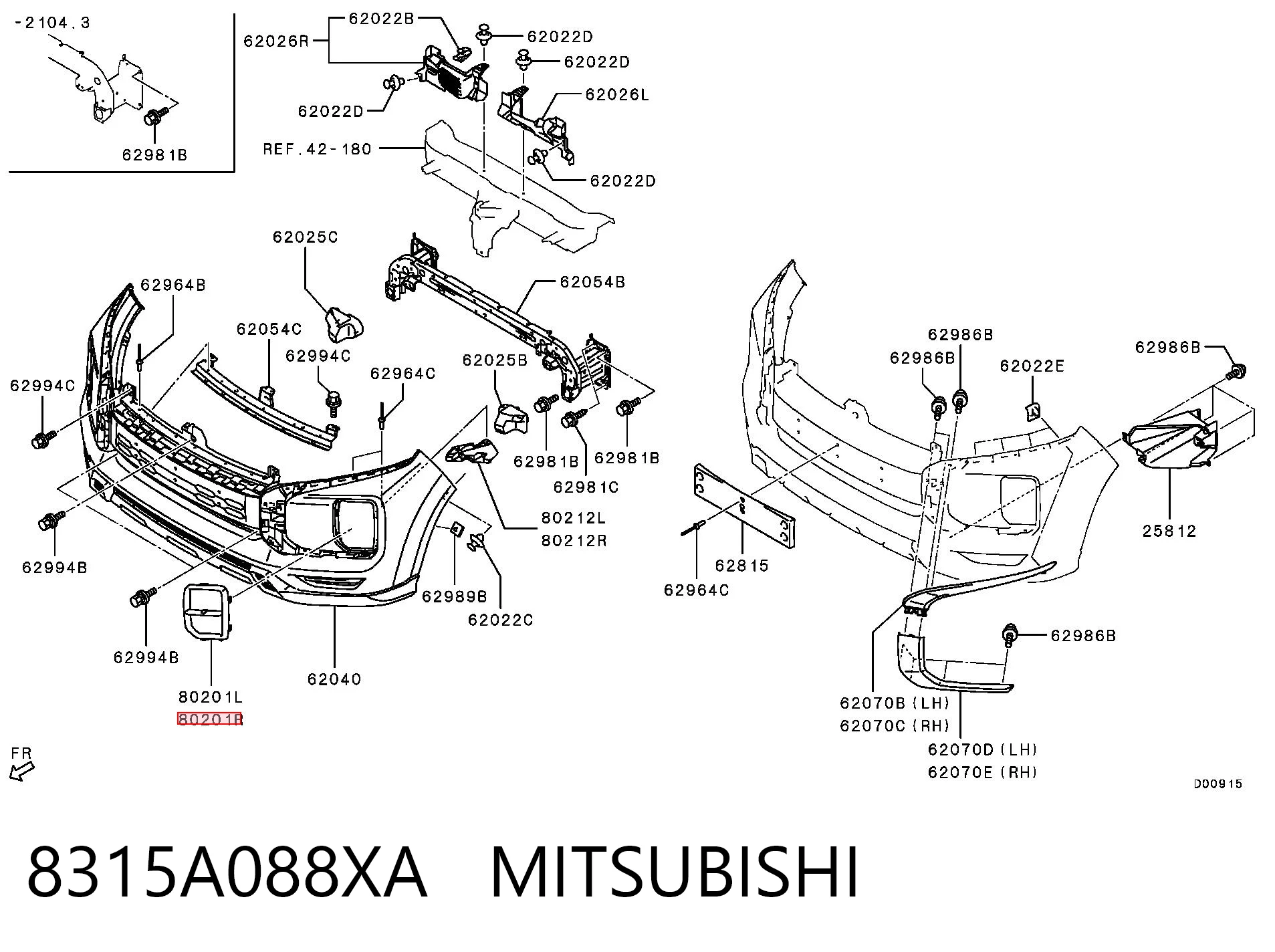 8315A088XA Mitsubishi Borda (orla) das luzes de nevoeiro direita