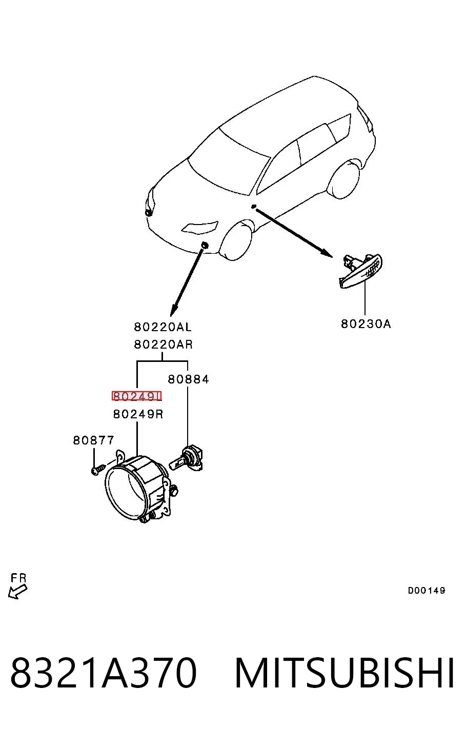 Compre 8321A370 Chrysler Luzes de nevoeiro esquerdas/direitas