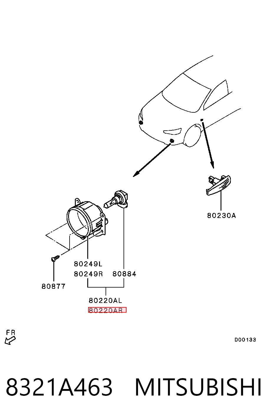 8321A463 Mitsubishi Luzes de nevoeiro esquerdas/direitas