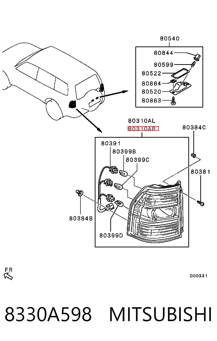 8330A598 Mitsubishi Lanterna traseira direita
