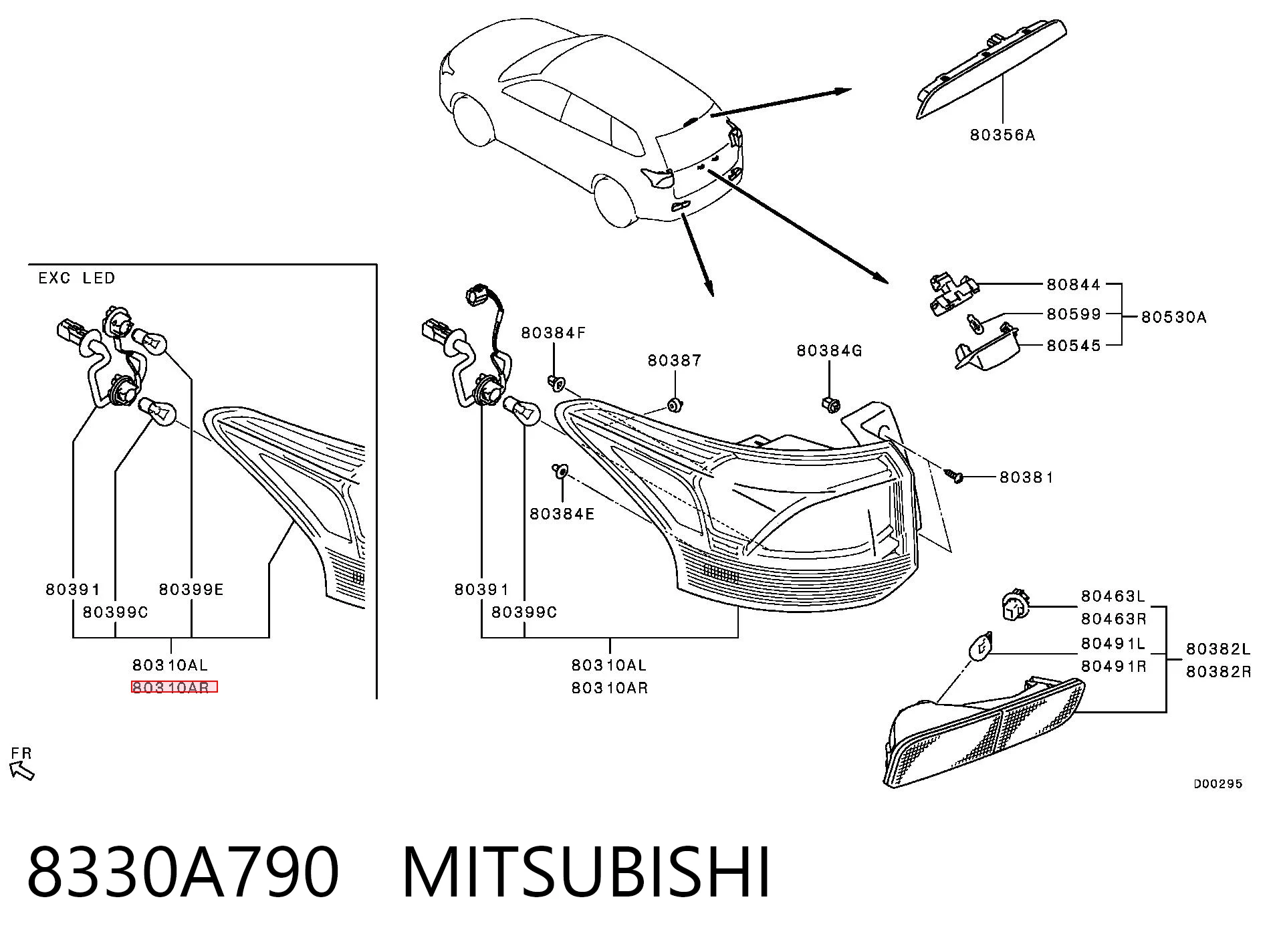 8330A790 Mitsubishi Lanterna traseira direita