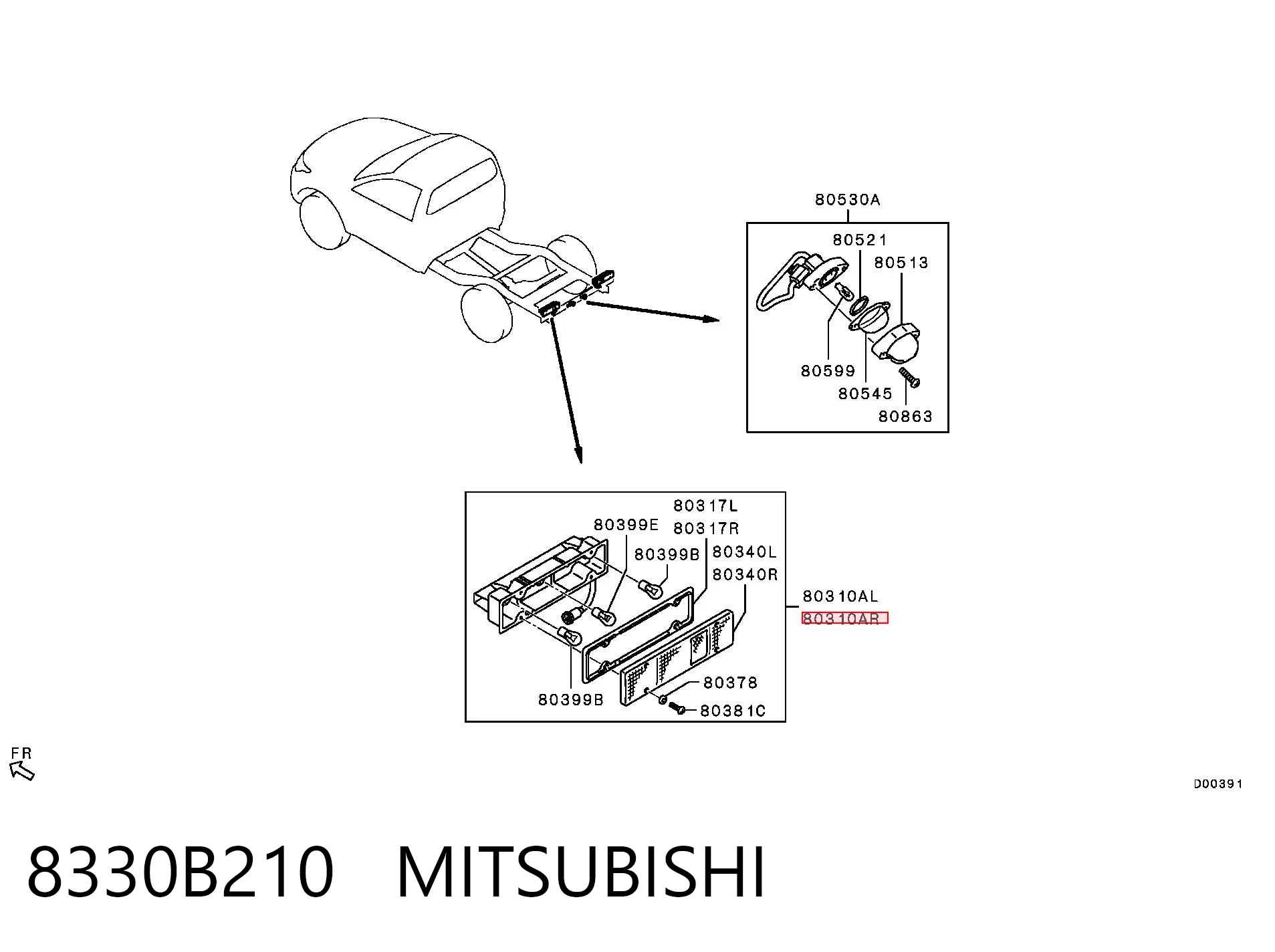 8330B210 Mitsubishi Lanterna traseira direita