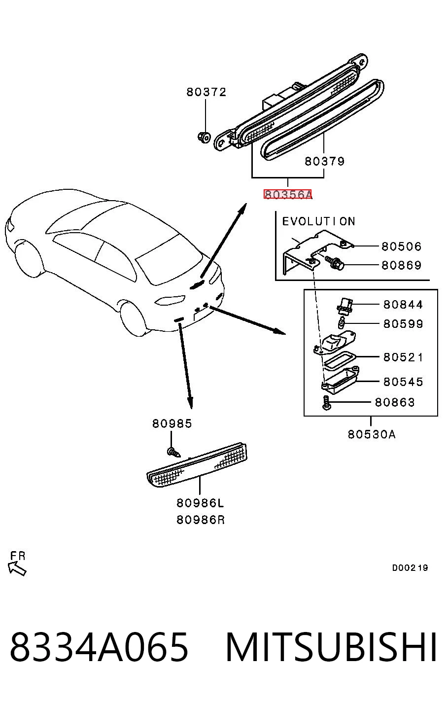 8334A065 Mitsubishi Sinal de parada traseiro adicional