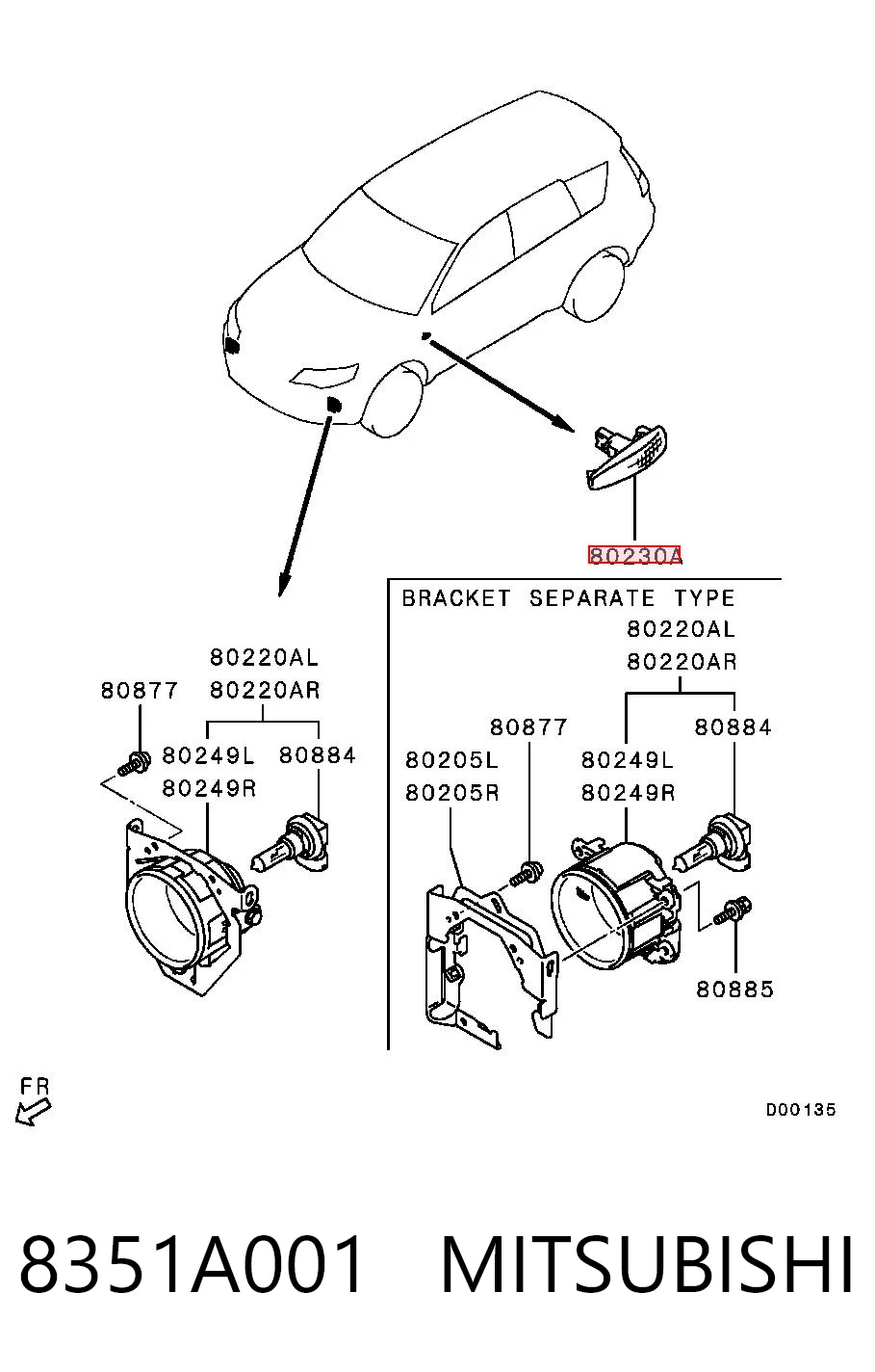 8351A001 Mitsubishi Luz intermitente no pára-lama