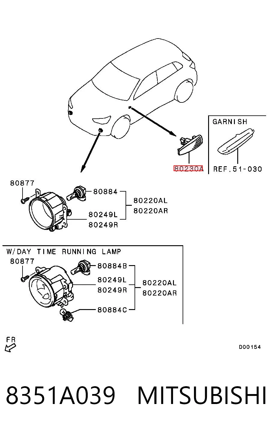 8351A039 Mitsubishi Luz intermitente no pára-lama