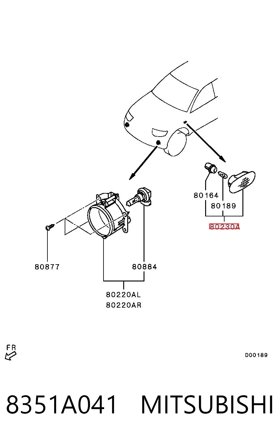 8351A041 Mitsubishi Luz intermitente no pára-lama