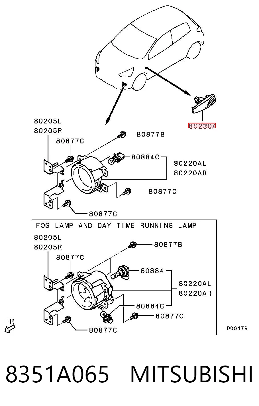 8351A065 Mitsubishi Luz intermitente no pára-lama