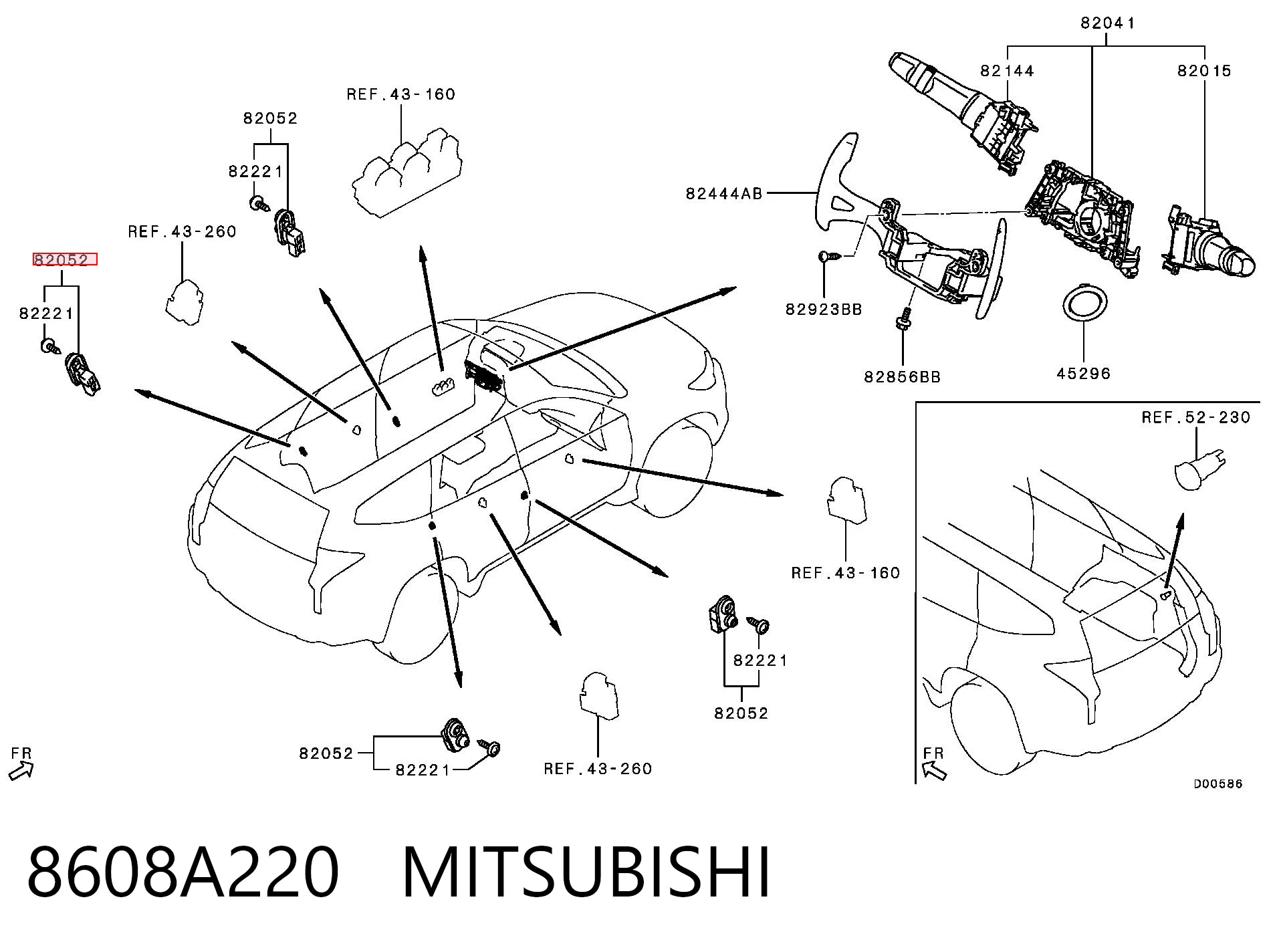 8608A220 Mitsubishi Sensor de fechamento de portas (interruptor de fim de carreira)