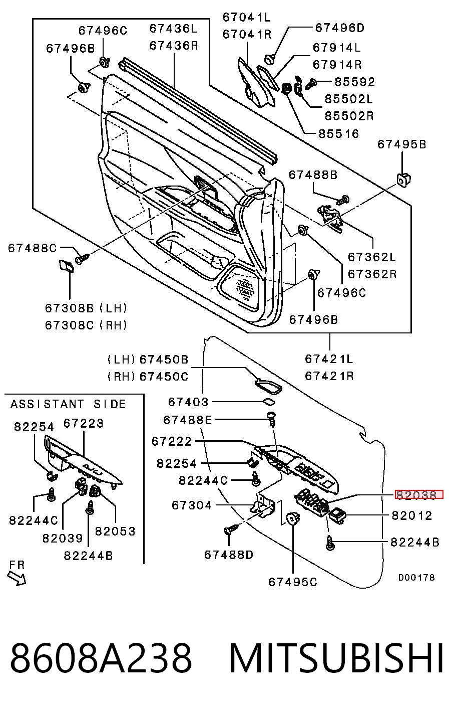 Unidade de botões dianteira esquerda de controlo de elevador de vidro Mitsubishi 8608A238 preço, a partir de 90,45 USD