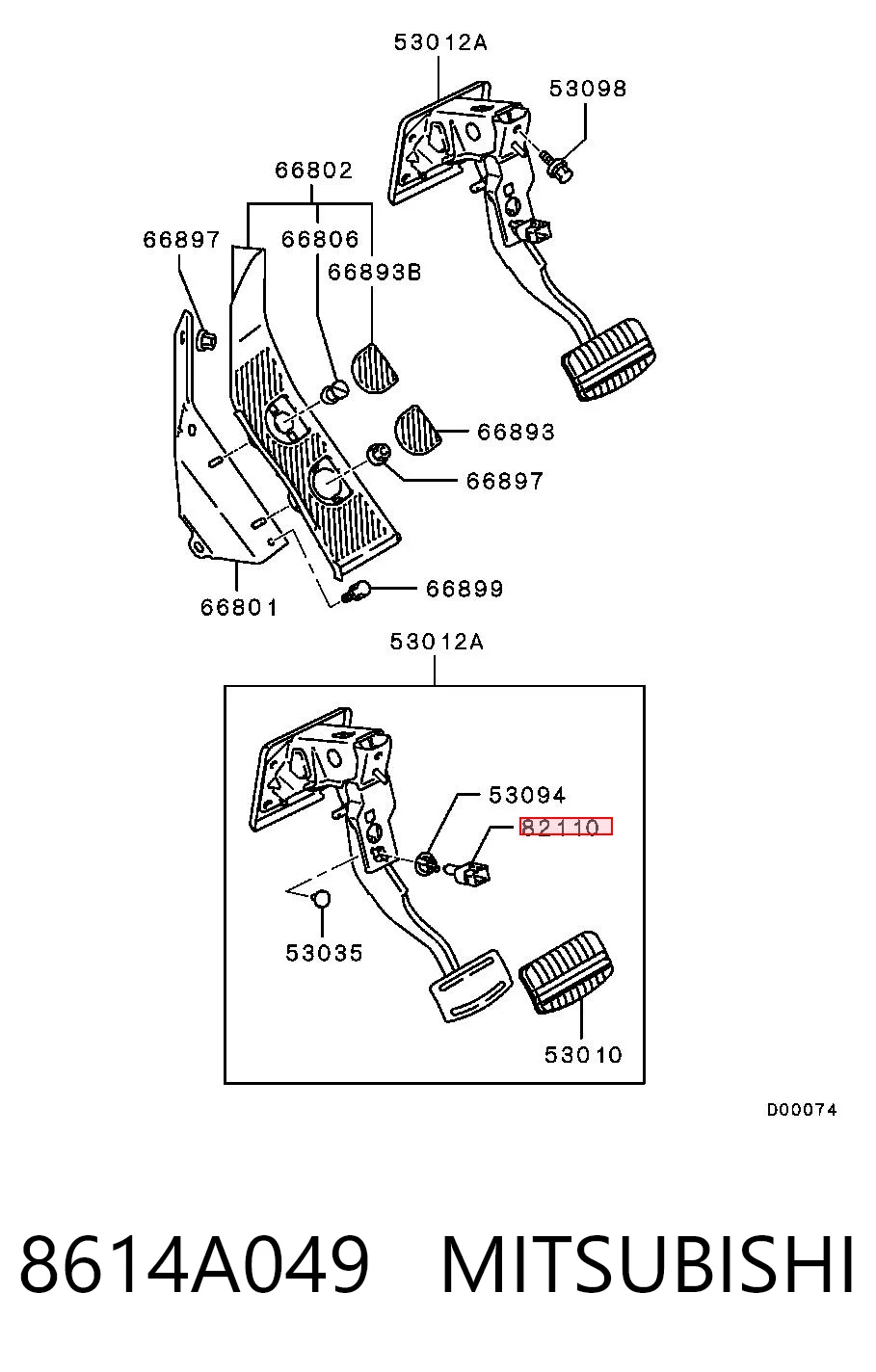 Sensor de ativação do sinal de parada 8614A183 Chrysler