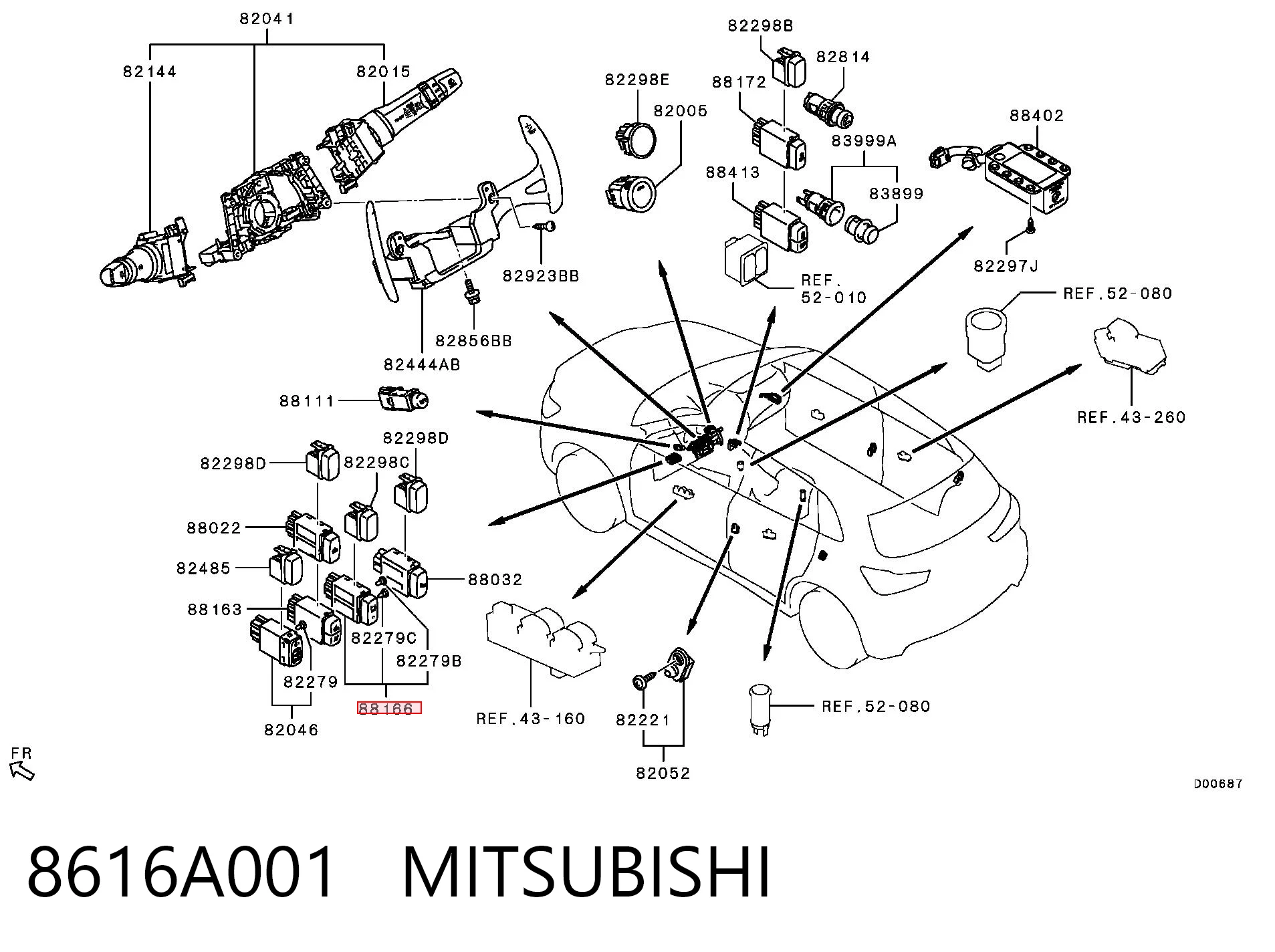 8616A001 Mitsubishi Botão de ativação de sensor de estacionamento