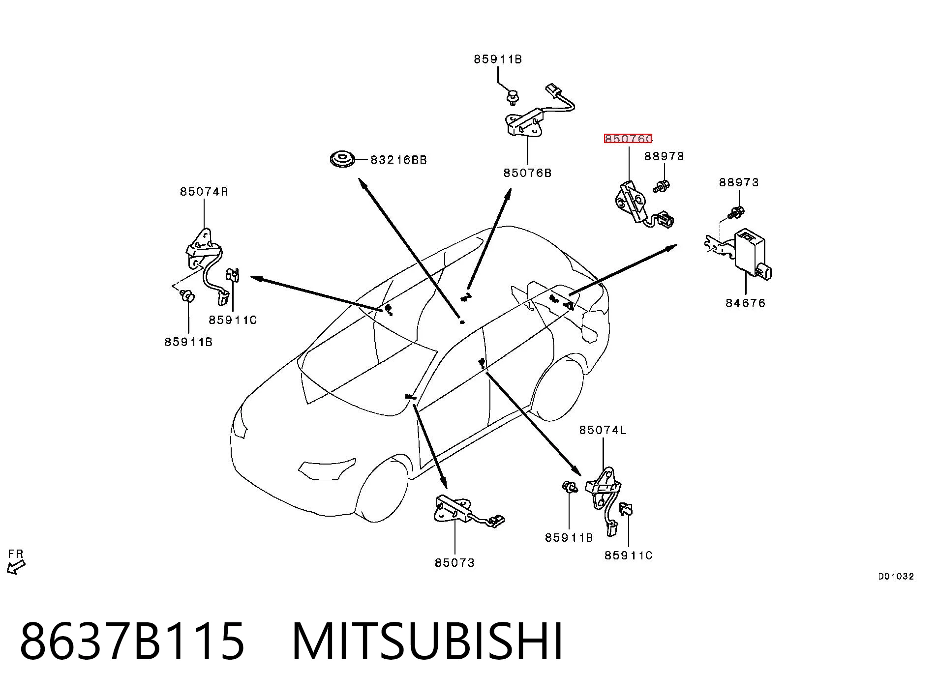 Compre 8637A526 Chrysler Antena de fecho da porta