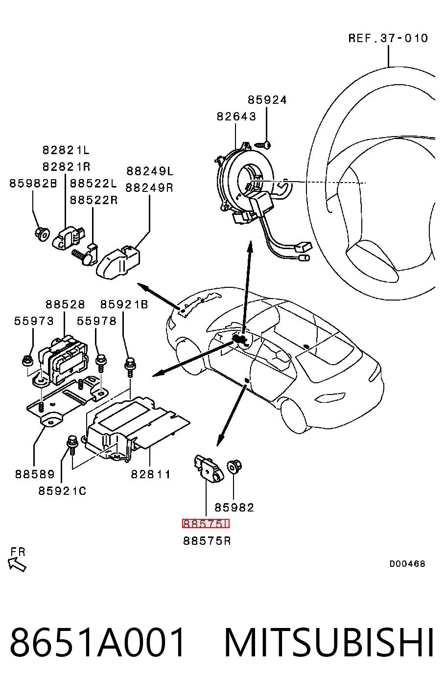 8651A001 Mitsubishi Sensor AIRBAG dianteiro
