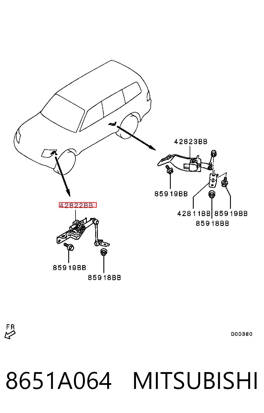 8651A064 Mitsubishi Sensor dianteiro do nível de posição de carroçaria