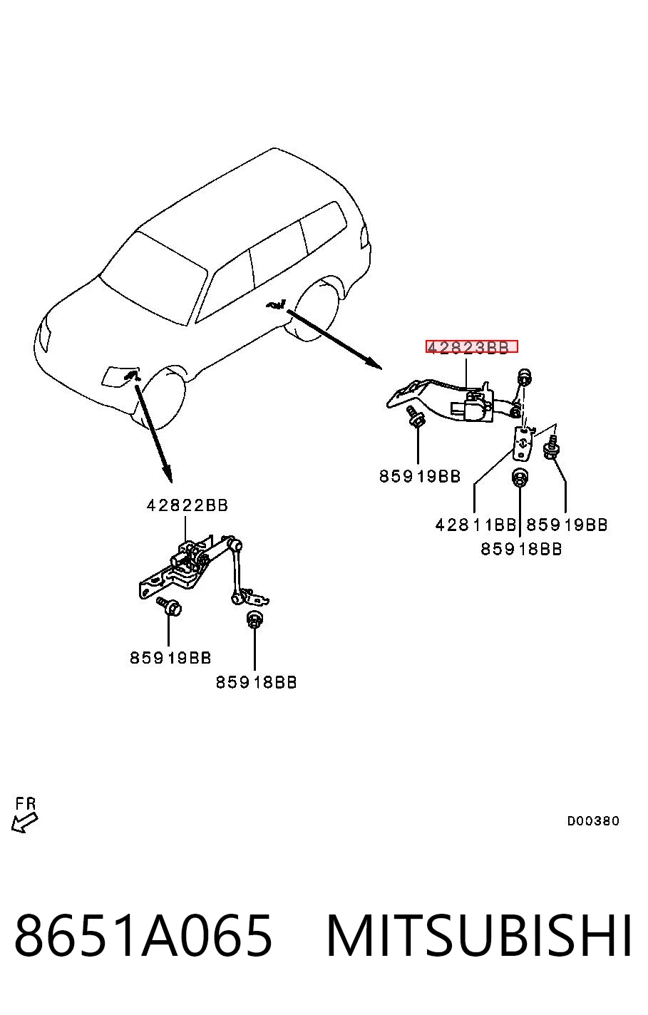8651A065 Mitsubishi Sensor traseiro do nível de posição de carroçaria