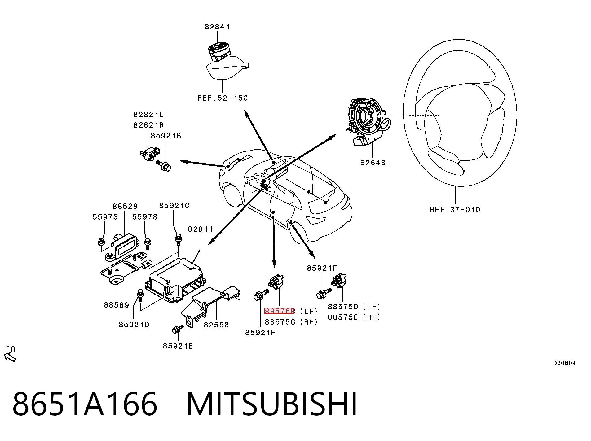 8651A166 Mitsubishi Sensor AIRBAG dianteiro