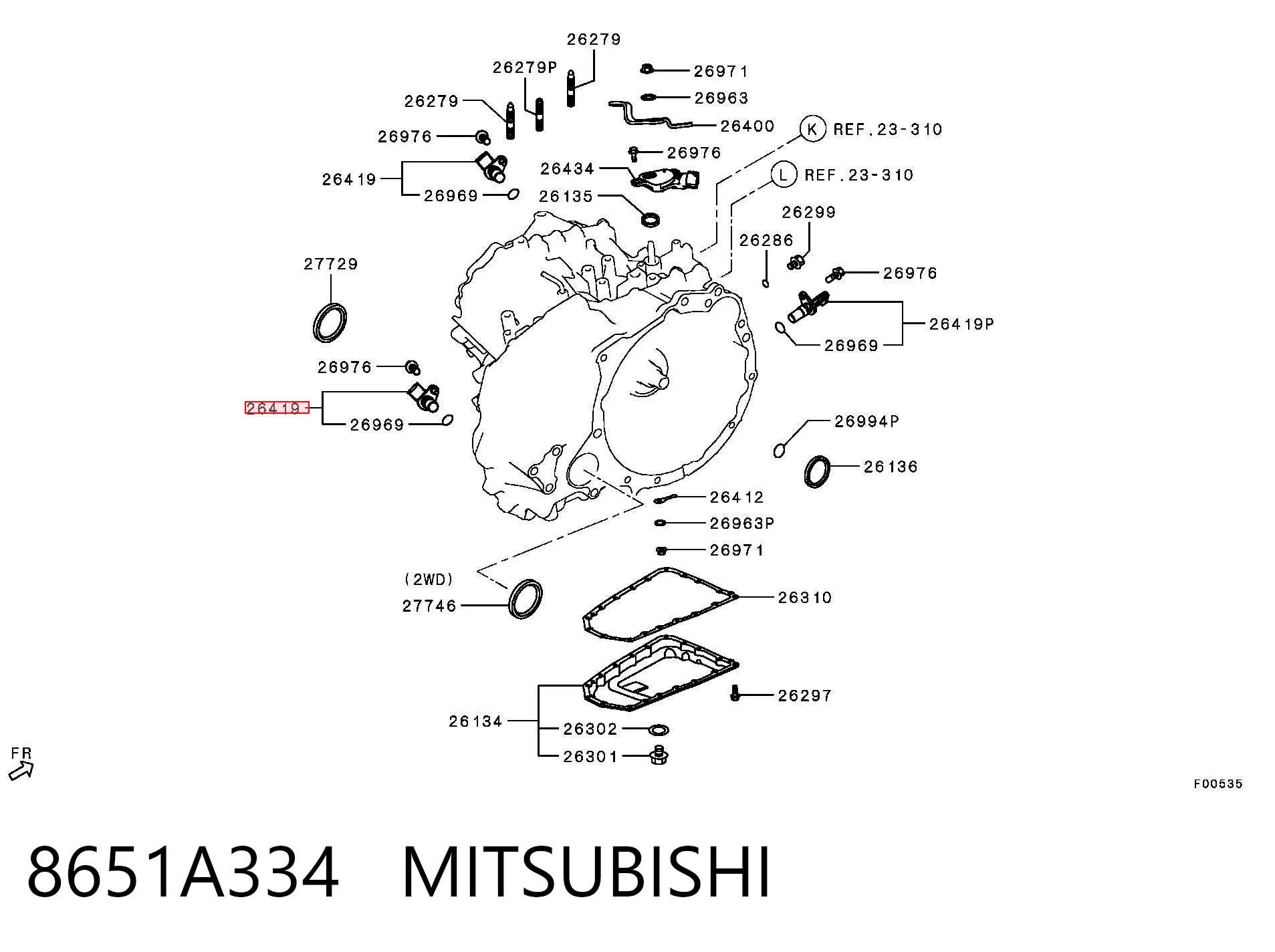 8651A334 Mitsubishi Sensor de velocidade