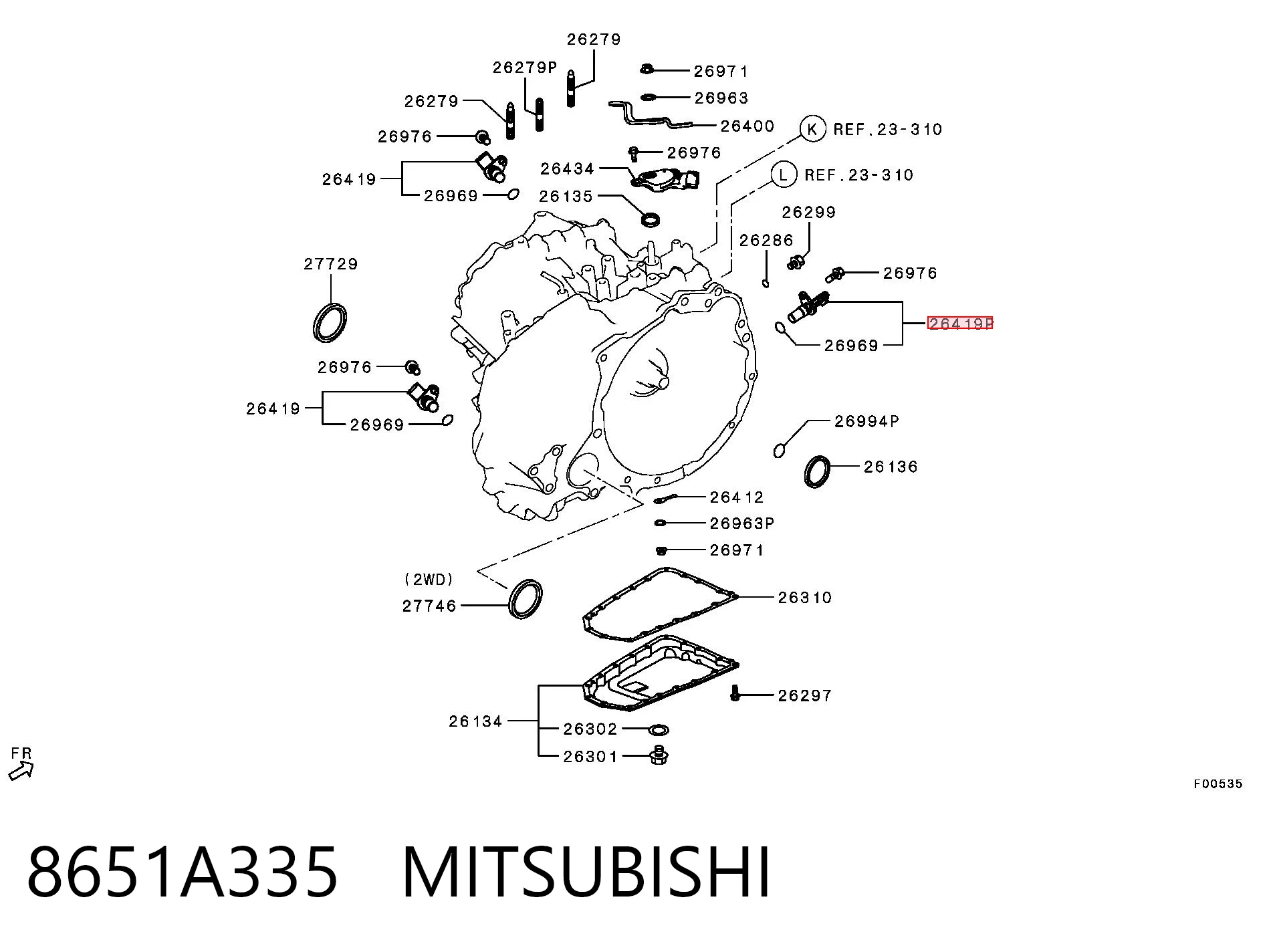 8651A335 Mitsubishi Sensor de velocidade