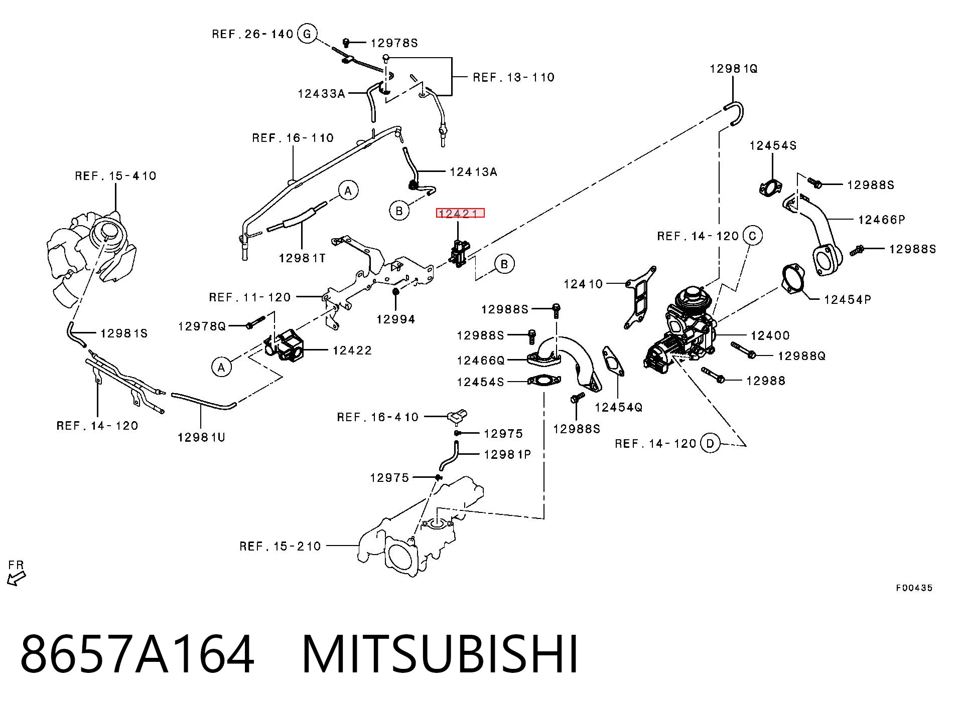 8657A164 Mitsubishi Válvula solenoide de regulação de comporta EGR