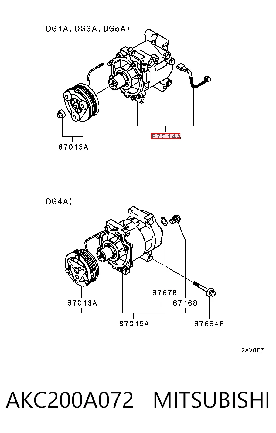 AKC200A072 Mitsubishi Compressor de aparelho de ar condicionado