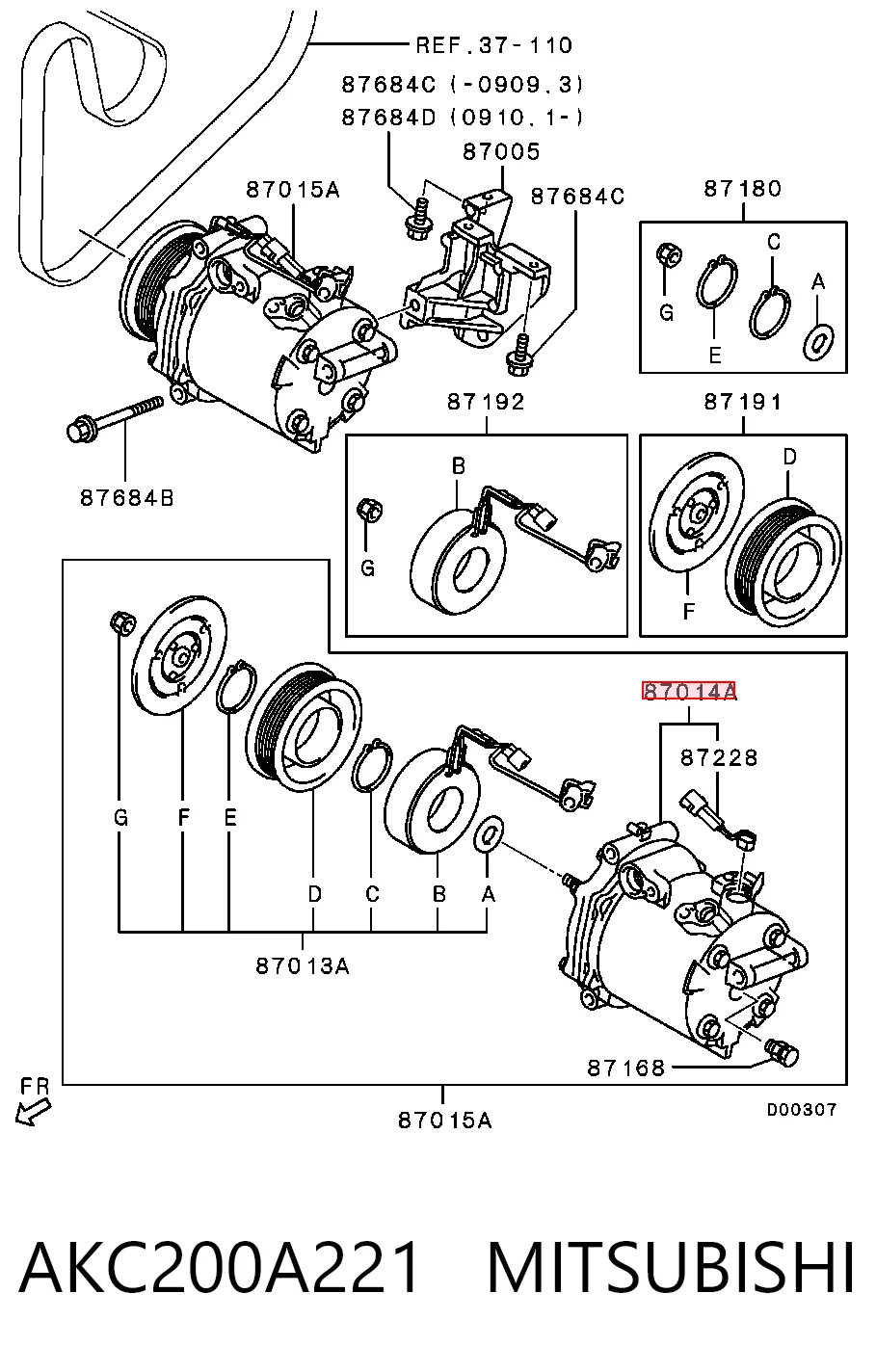AKC200A221 Mitsubishi Compressor de aparelho de ar condicionado