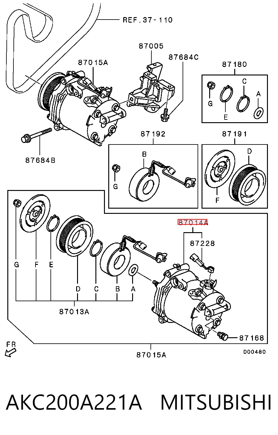 AKC200A221A Mitsubishi Compressor de aparelho de ar condicionado
