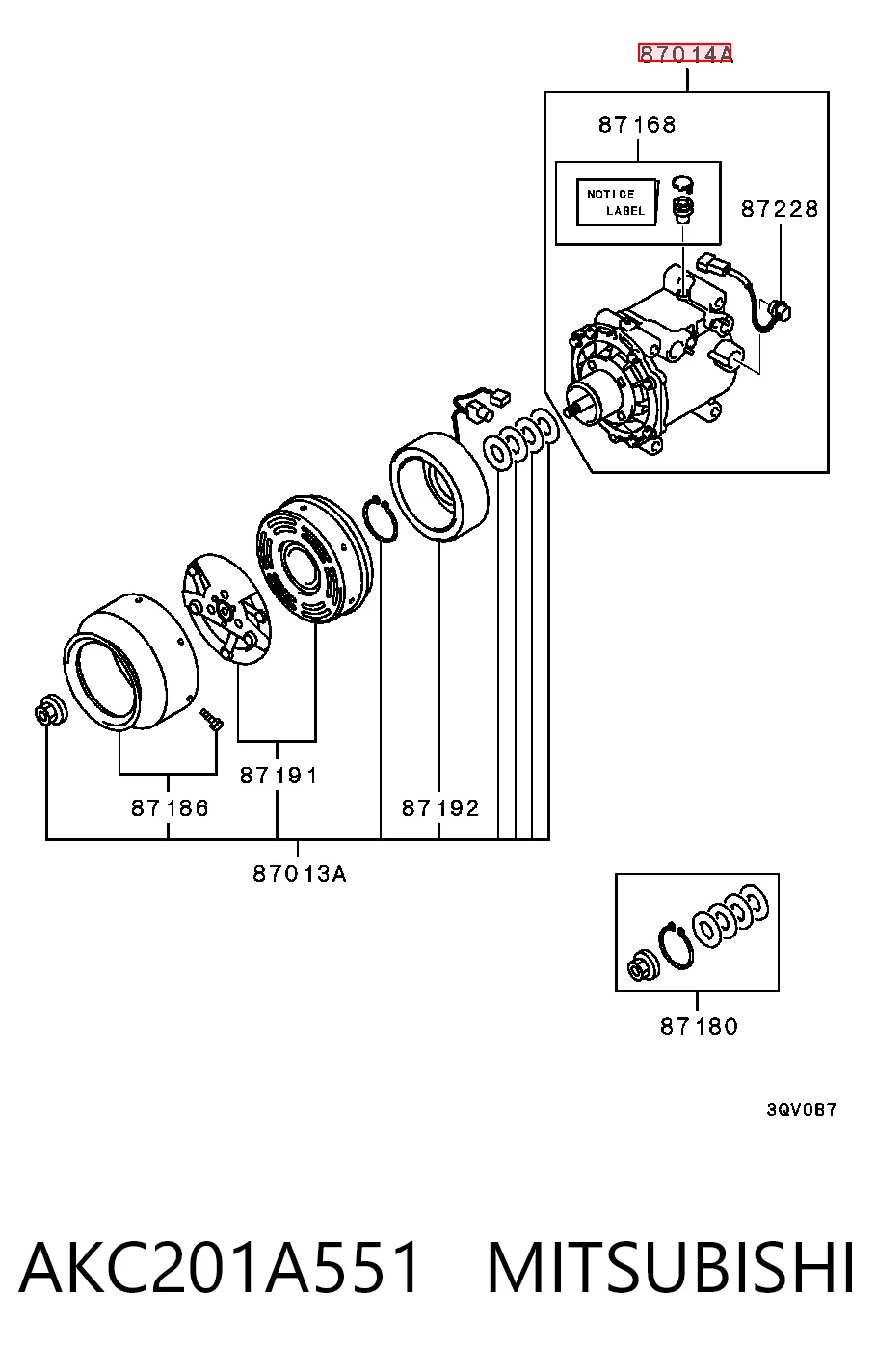 AKC201A551 Mitsubishi Compressor de aparelho de ar condicionado