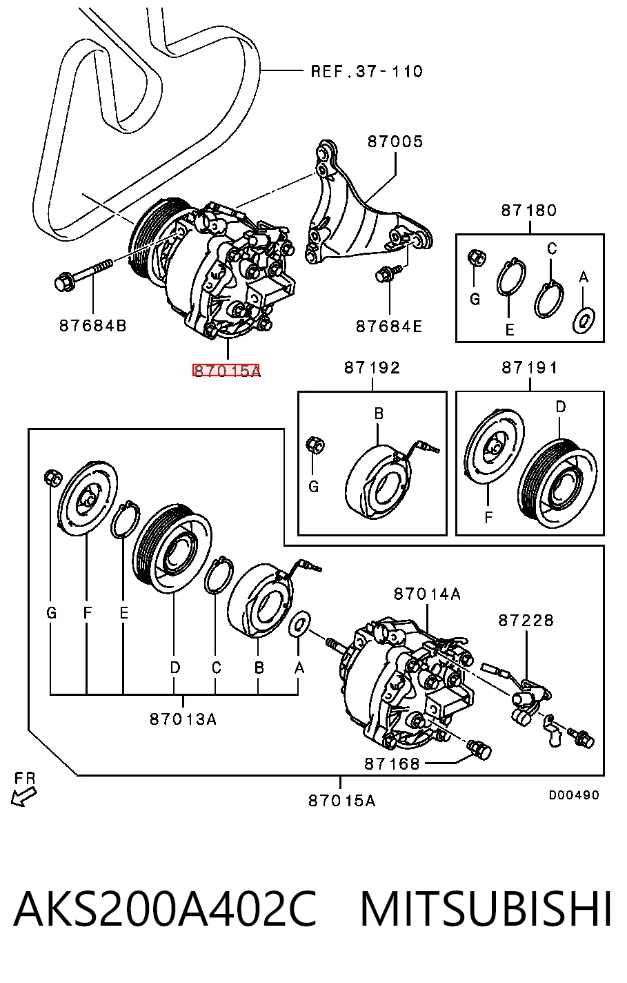 AKS200A402C Mitsubishi Compressor de aparelho de ar condicionado