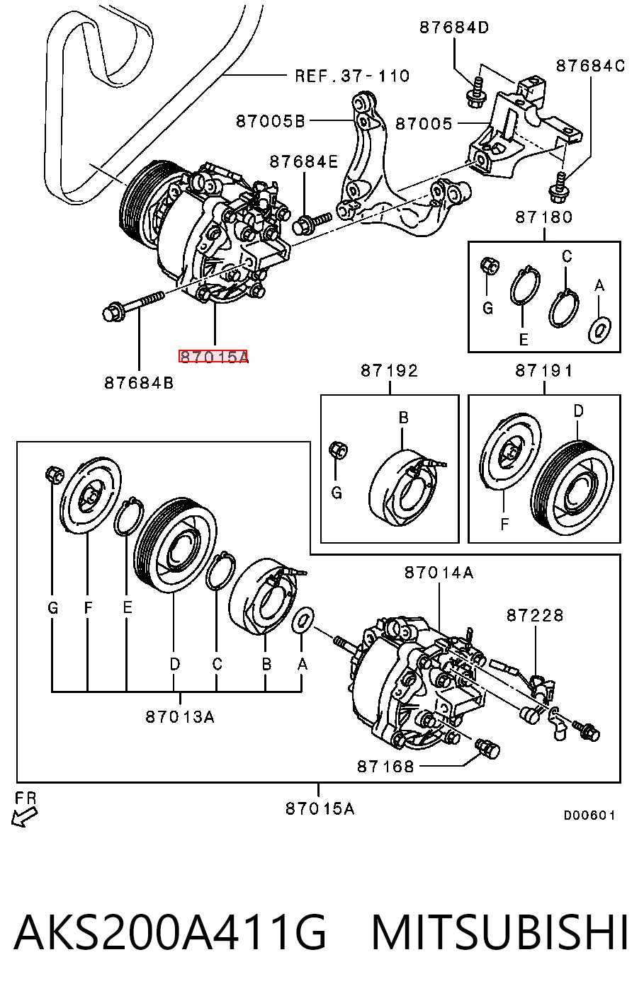 AKS200A411G Mitsubishi Compressor de aparelho de ar condicionado