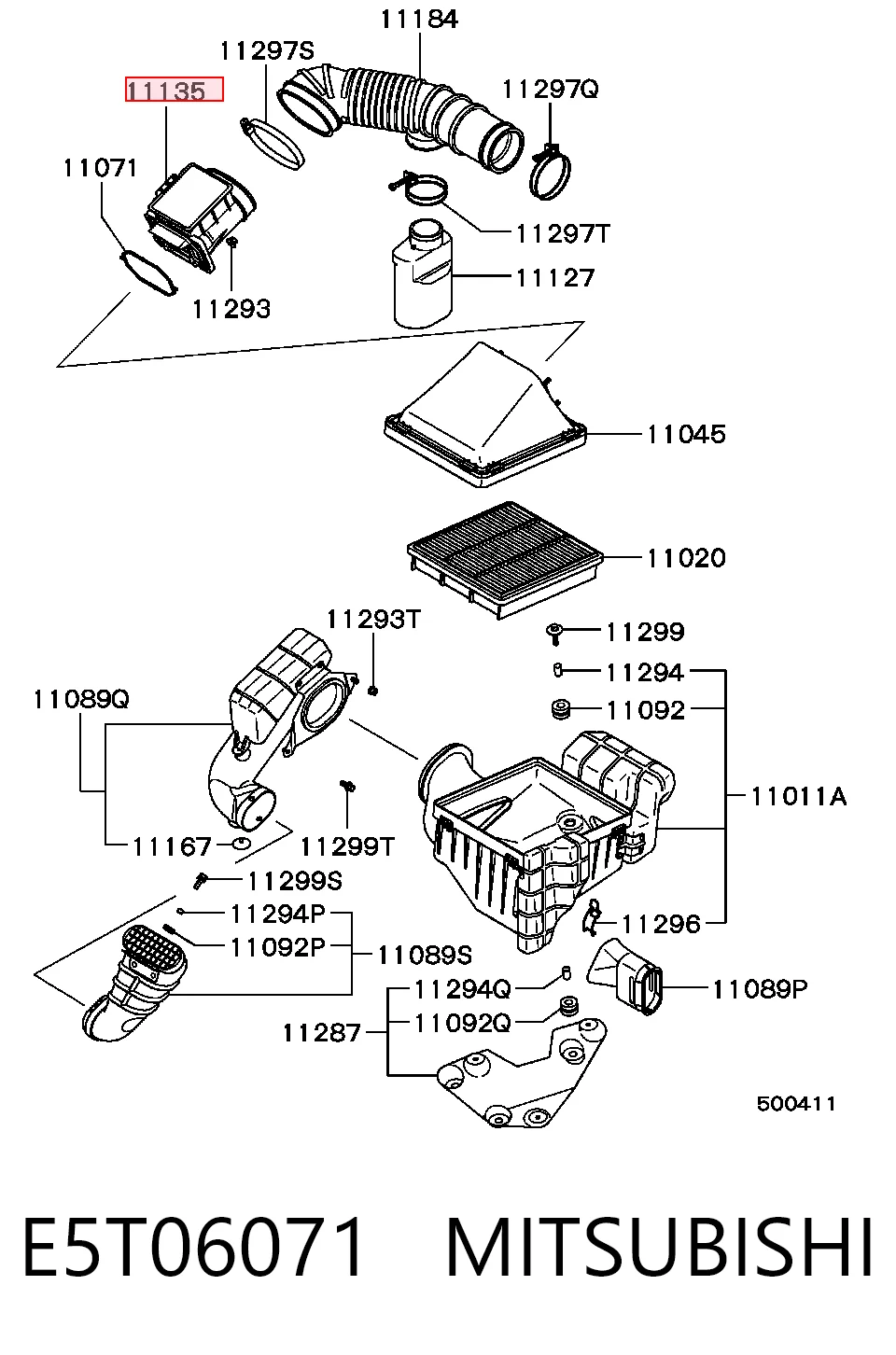 E5T06071 Mitsubishi Sensor de fluxo (consumo) de ar, medidor de consumo M.A.F. - (Mass Airflow)