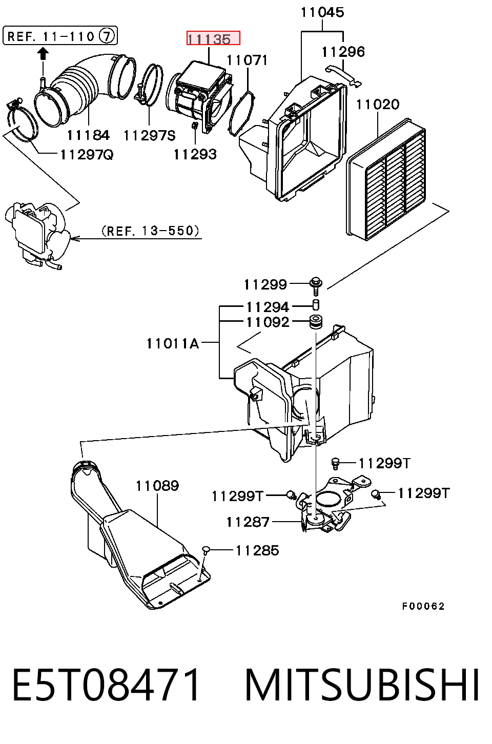 Sensor de fluxo (consumo) de ar, medidor de consumo M.A.F. - (Mass Airflow) MD343605 Chrysler