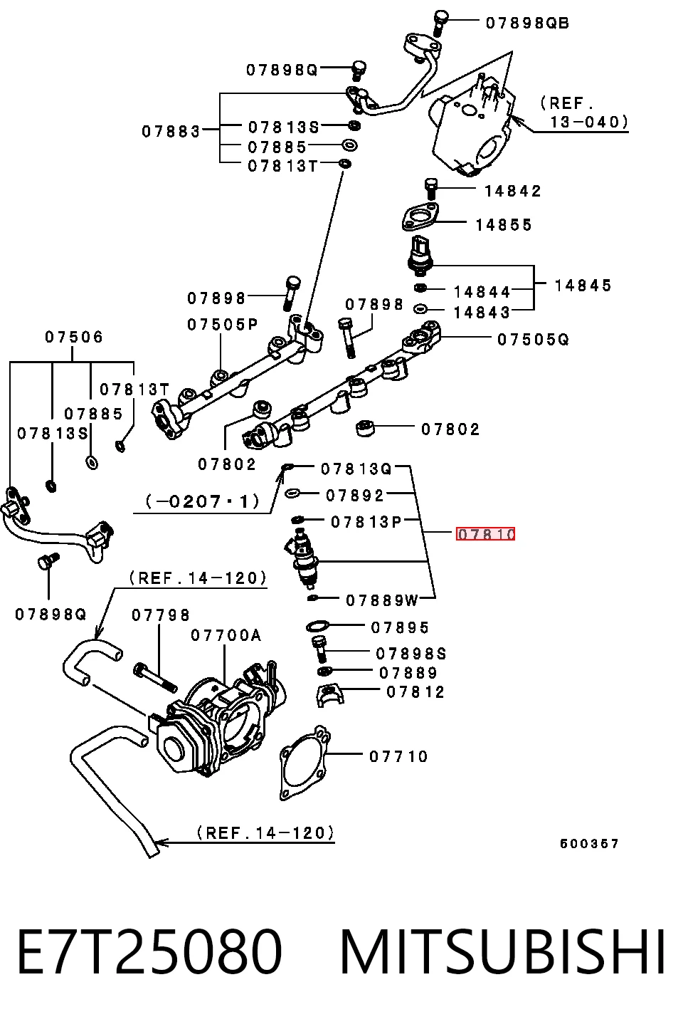 E7T25080 Mitsubishi Injetor de injeção de combustível