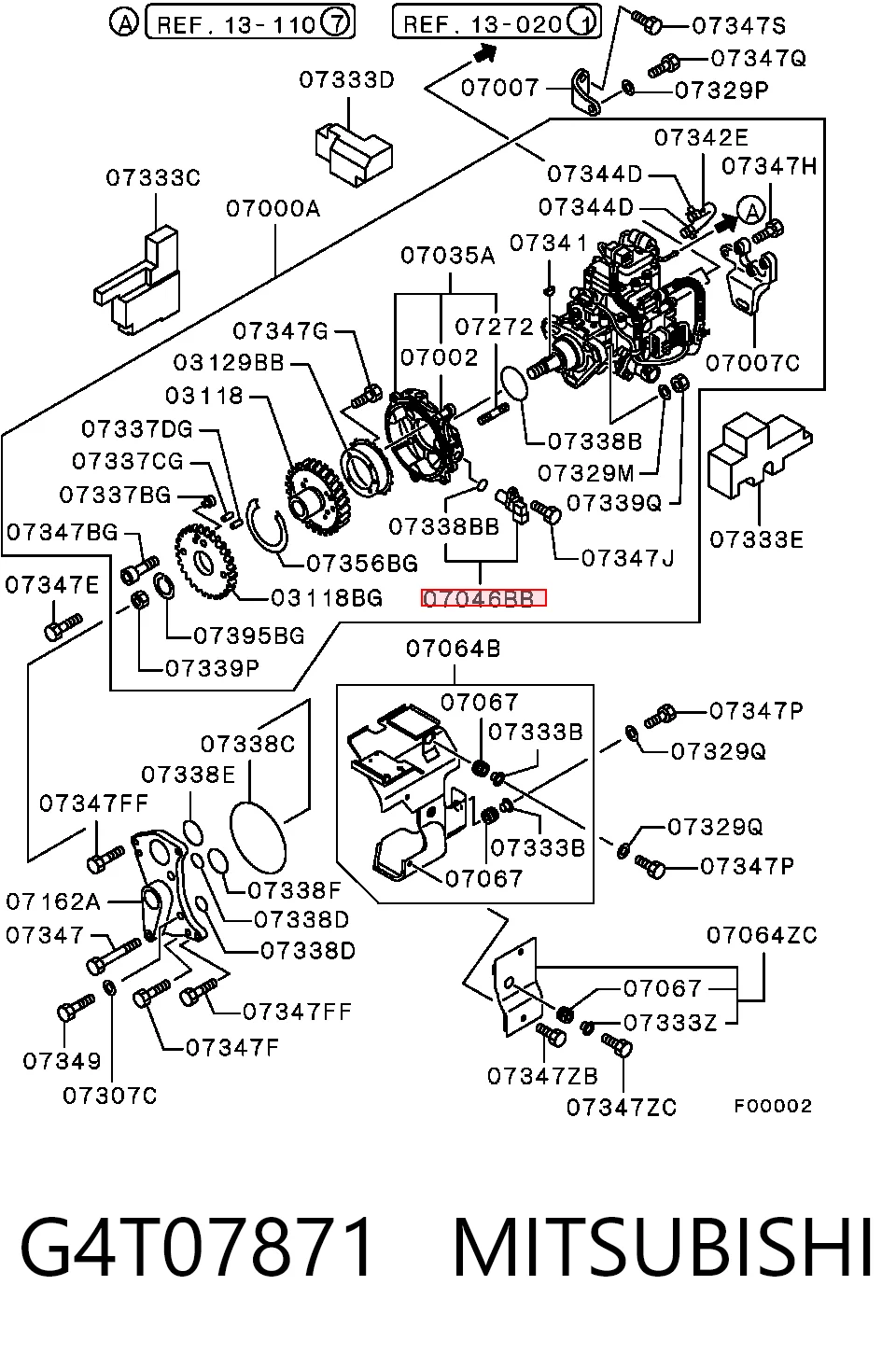 G4T07871 Mitsubishi Sensor de posição (de revoluções) de cambota