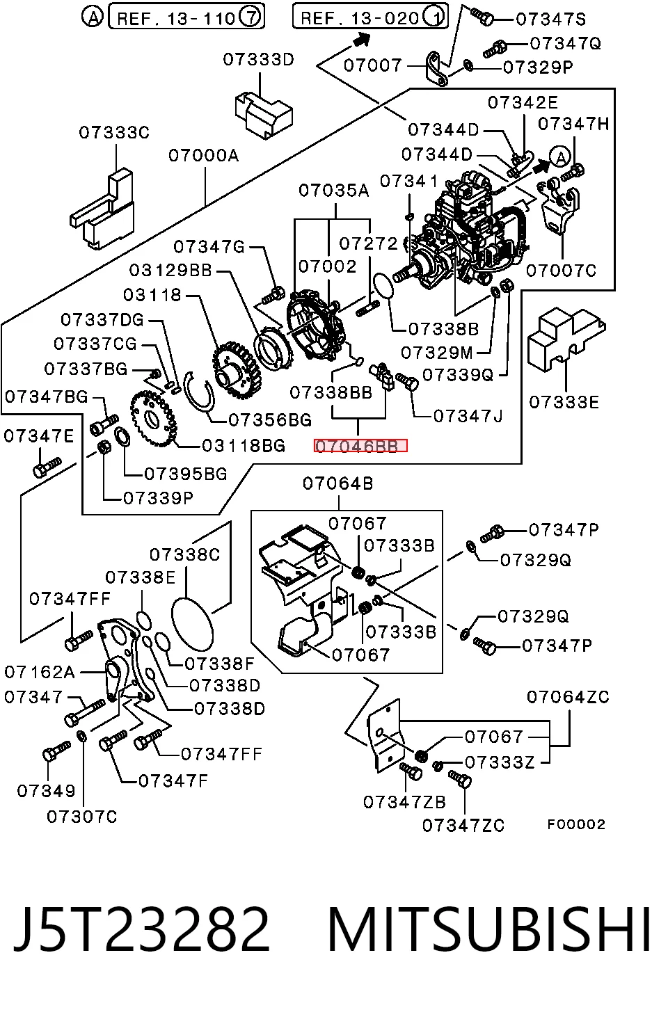 J5T23282 Mitsubishi Sensor de posição (de revoluções) de cambota