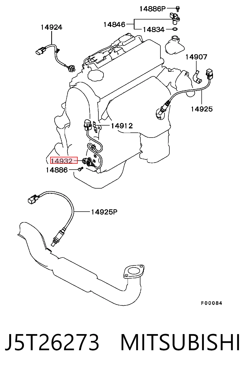 J5T26273 Mitsubishi Sensor de posição (de revoluções) de cambota
