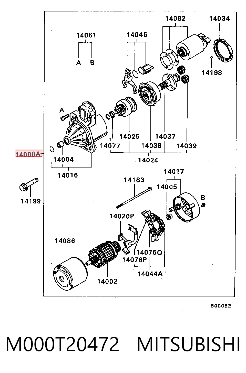 M000T20472 Mitsubishi Motor de arranco