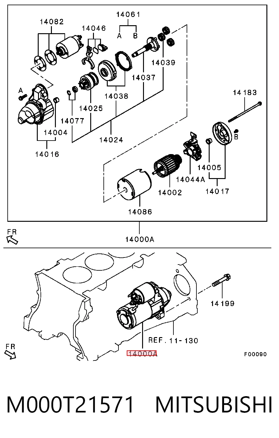 M000T21571 Mitsubishi Motor de arranco